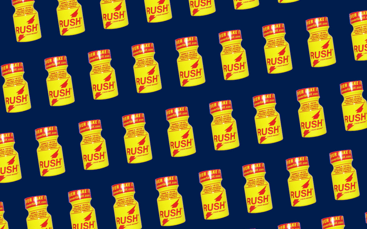 Poppers Wirkung / poppers effects. Symbolbild: Viele kleine Fläschchen des berühmten Rush Poppers. Englisch: Symbolic image: Many small bottles of the famous Rush Poppers.