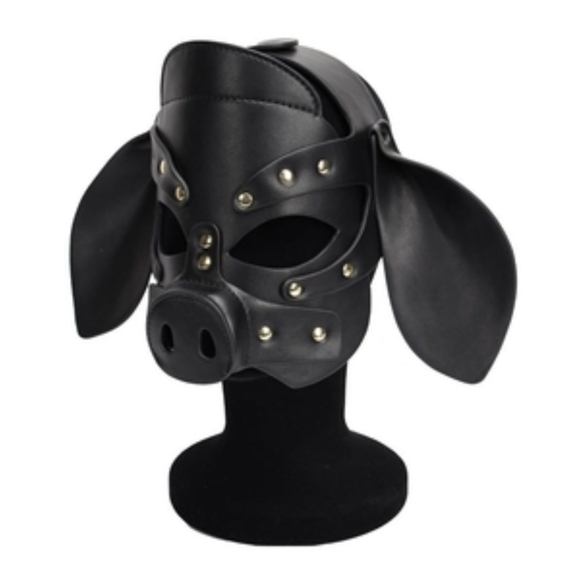 Faux Leather Piggy Mask Black
