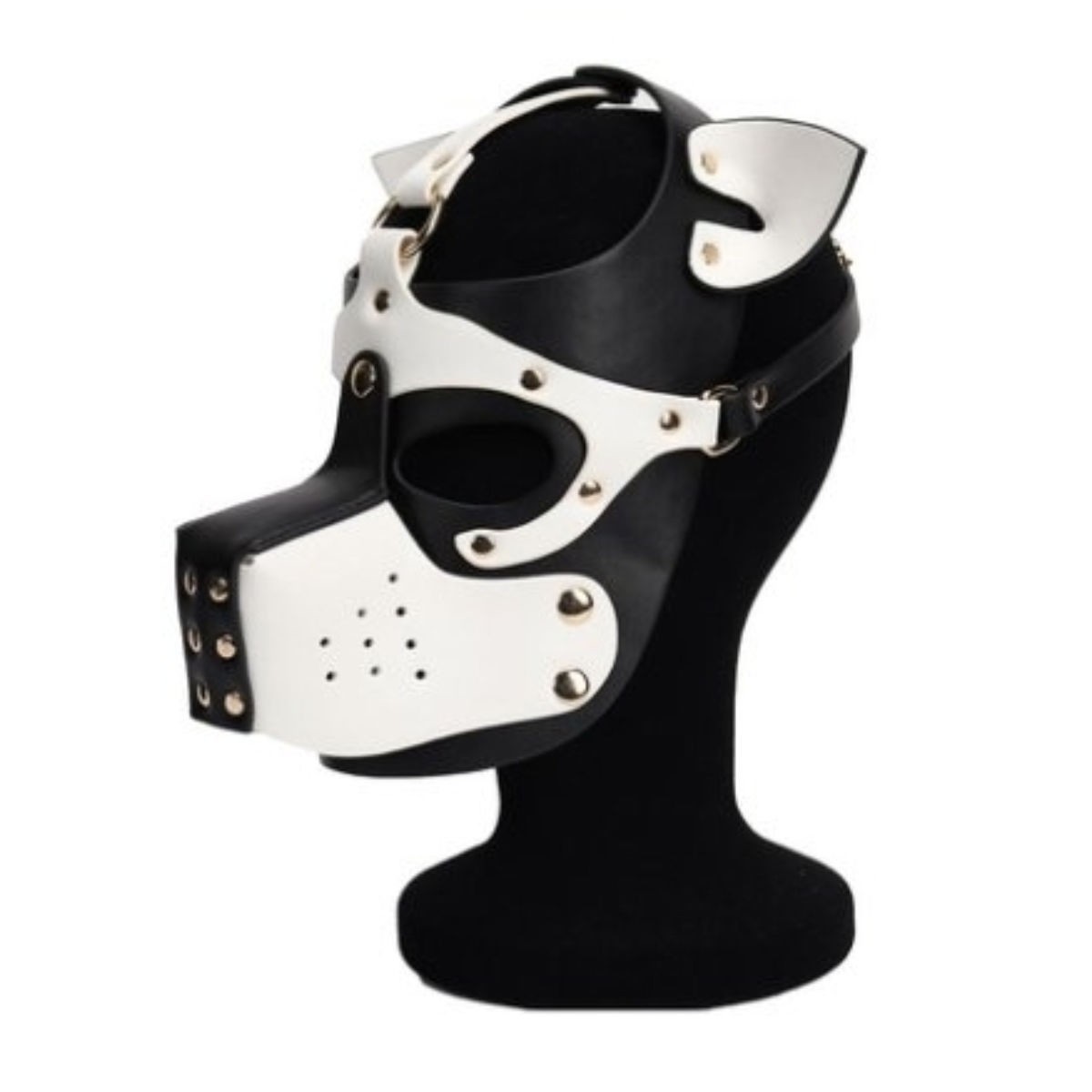 Faux Leather Puppy Mask White