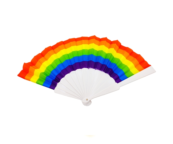 Rainbow Hand Fan White
