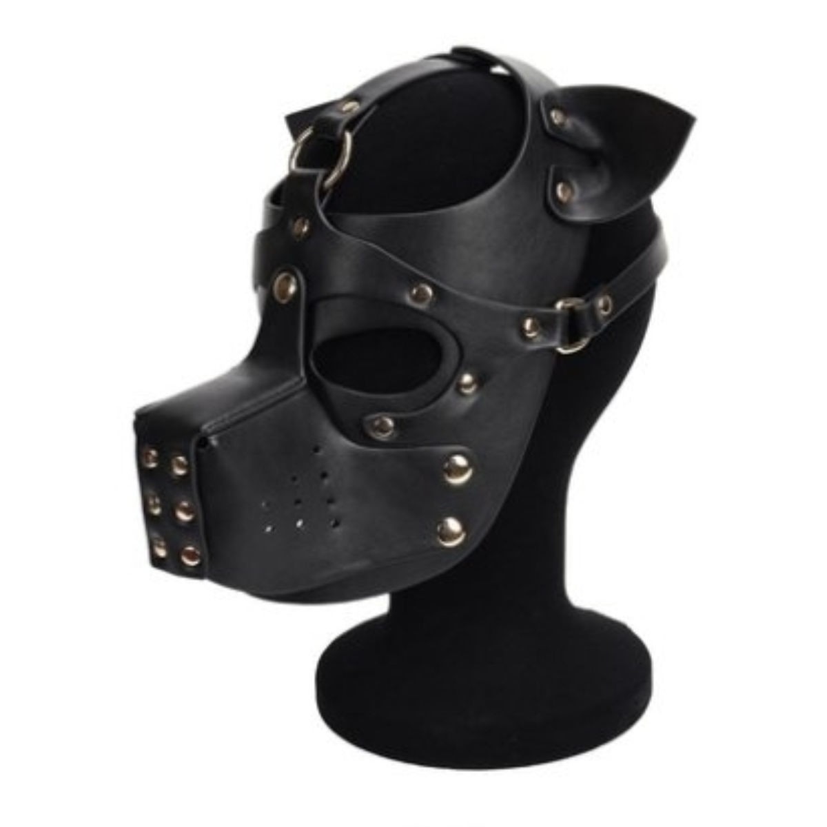 Faux Leather Puppy Mask Black