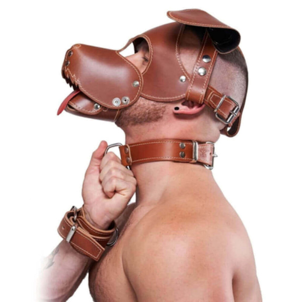 Leather Dog Mask brown - Floppy | Tom Rockets