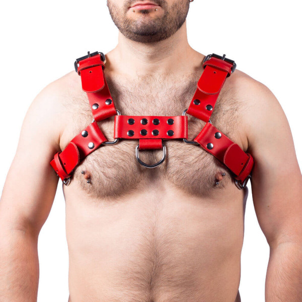 Red Buckle Leather Harness | Tom Rocket's
