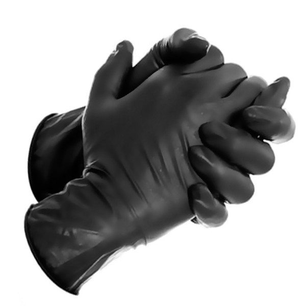 Single Use Black Rubber Gloves - 100 Package | Tom Rocket's